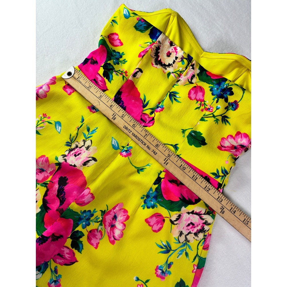 Express Bright Yellow Floral Strapless Romper Sweetheart Neckline Size 2 - Picture 6 of 13